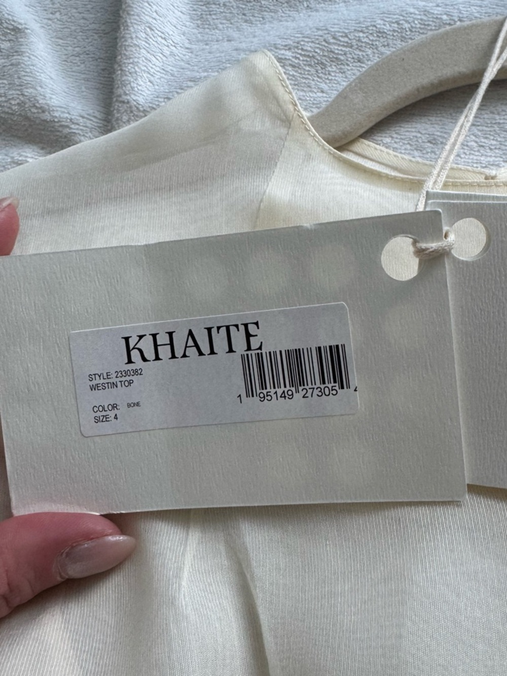 KHAITE Sheer Cream Sleeveless Silk Blouse - Picture 8 of 8